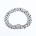 12mm Iced Prong Cuban Link Bracelet - Silver - Vintress Fashion
