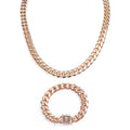 14mm Miami Cuban Link Chain + Bracelet - Rose Gold - Vintress Fashion