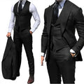 Men's Tuxedos Suit-Slim Fit 3-Piece (Jacket+Vest+Pants) Polyester & Rayon Knit Full Opening Button Fly