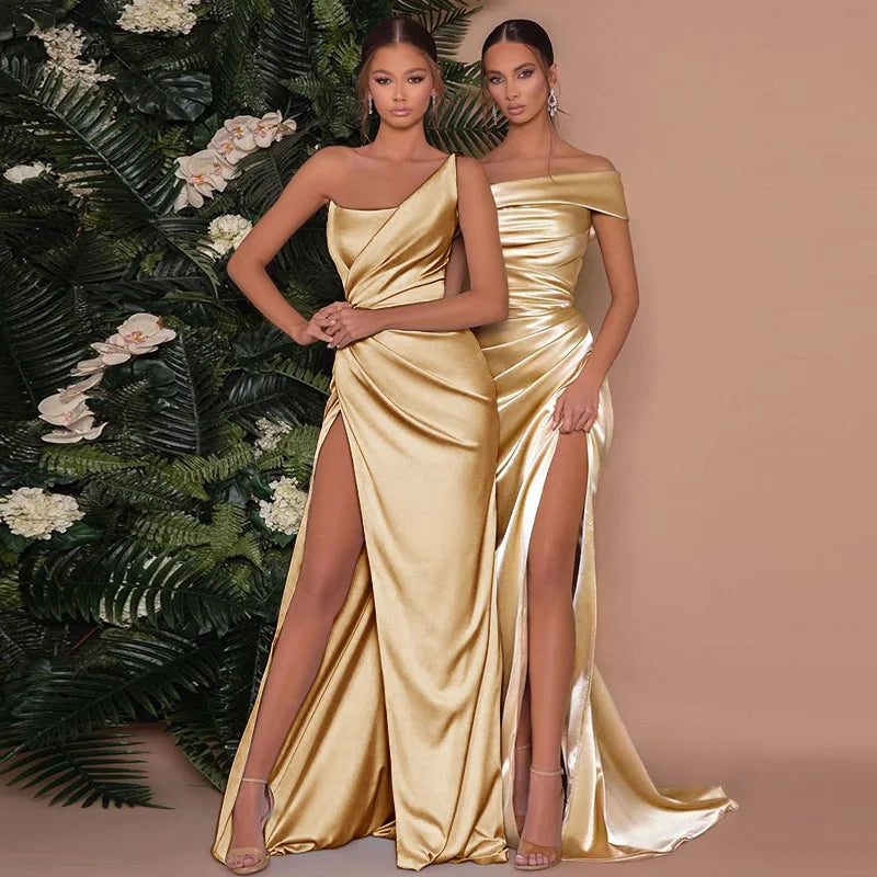 Ladies Womens Premium Modest Formal Evening Prom Party Strapless Solid Chiffon Floor-Length Natural Elegant Casual Dresses 2025