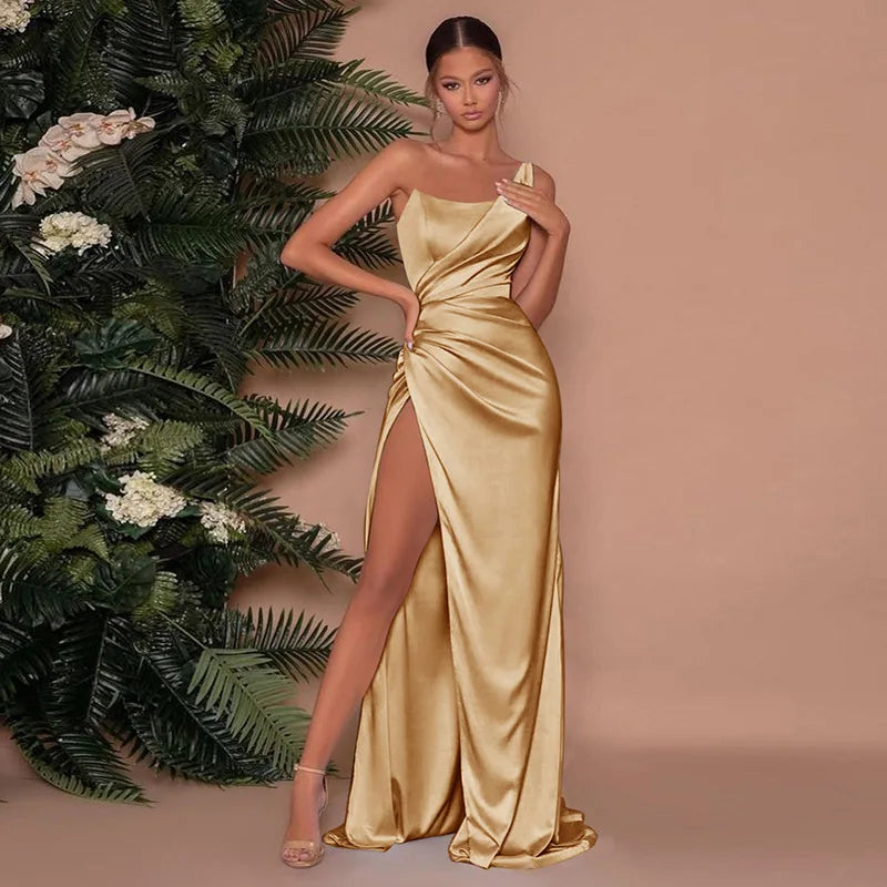 Ladies Womens Premium Modest Formal Evening Prom Party Strapless Solid Chiffon Floor-Length Natural Elegant Casual Dresses 2025