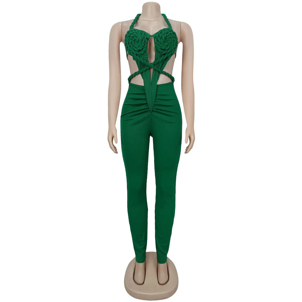 Sexy Bodysuit women's jumpsuits and rompers Rompers Woman Clothes1 Piece Set Playsuit Hang neck backless Female Clothing HXY309