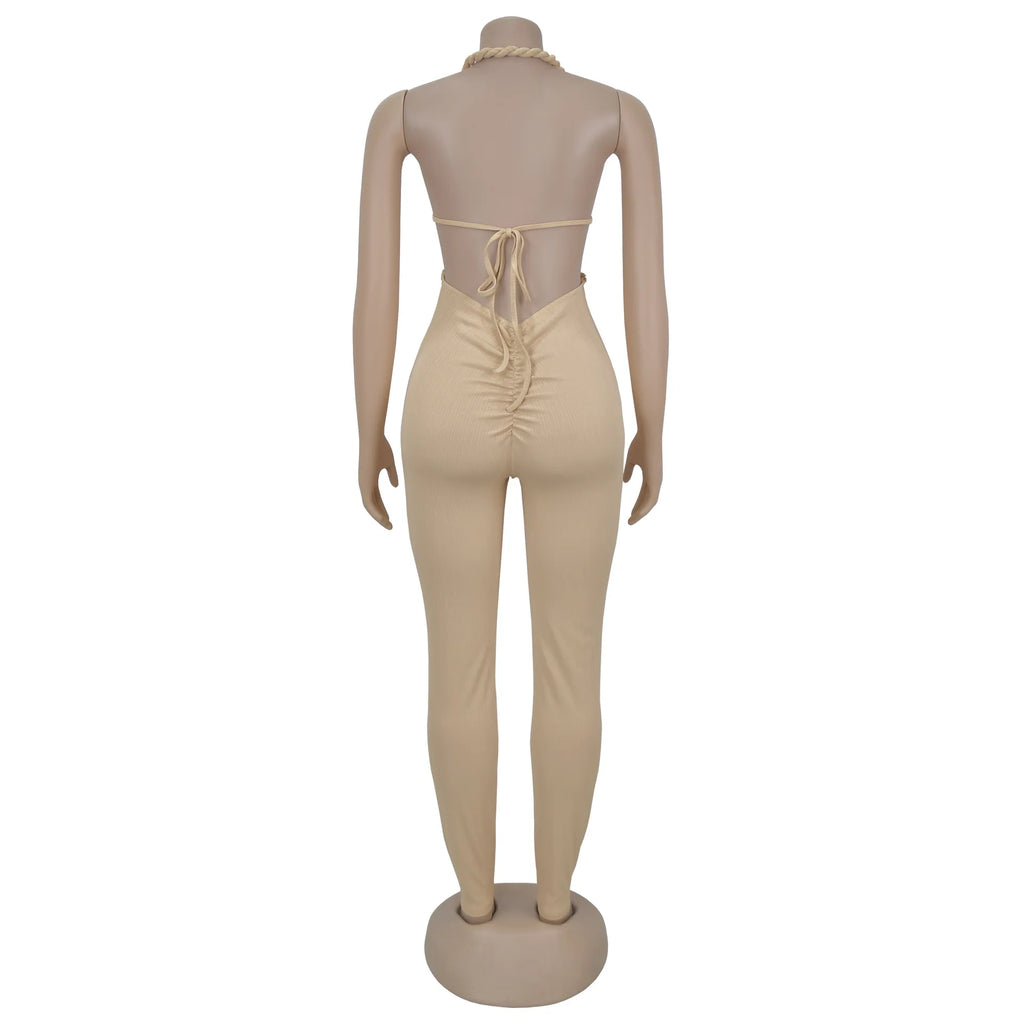 Sexy Bodysuit women's jumpsuits and rompers Rompers Woman Clothes1 Piece Set Playsuit Hang neck backless Female Clothing HXY309