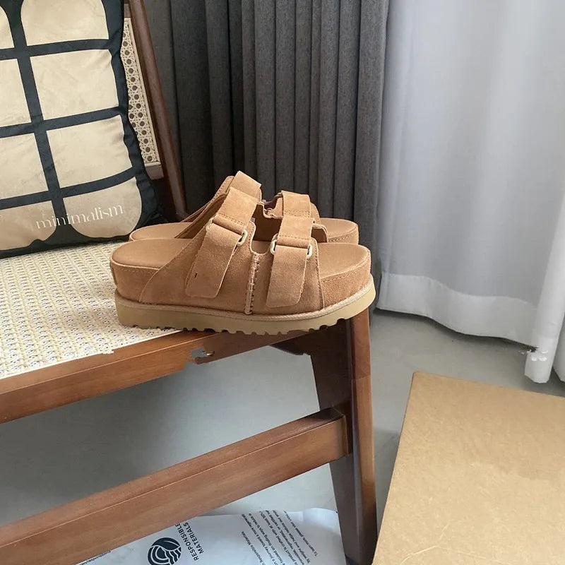 WomenFashion Luxury Genuine Leather Slippers Designed by Zapatos Mujer