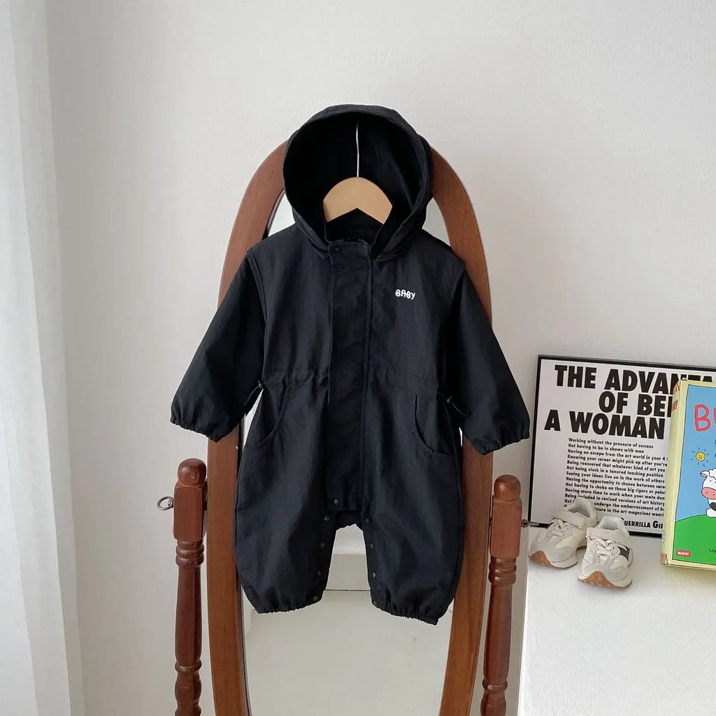 8990 Baby One-piece Clothes Spring New Baby Hooded Frock Boy's Clothes Casual 0-3Year Baby Climbing Clothes