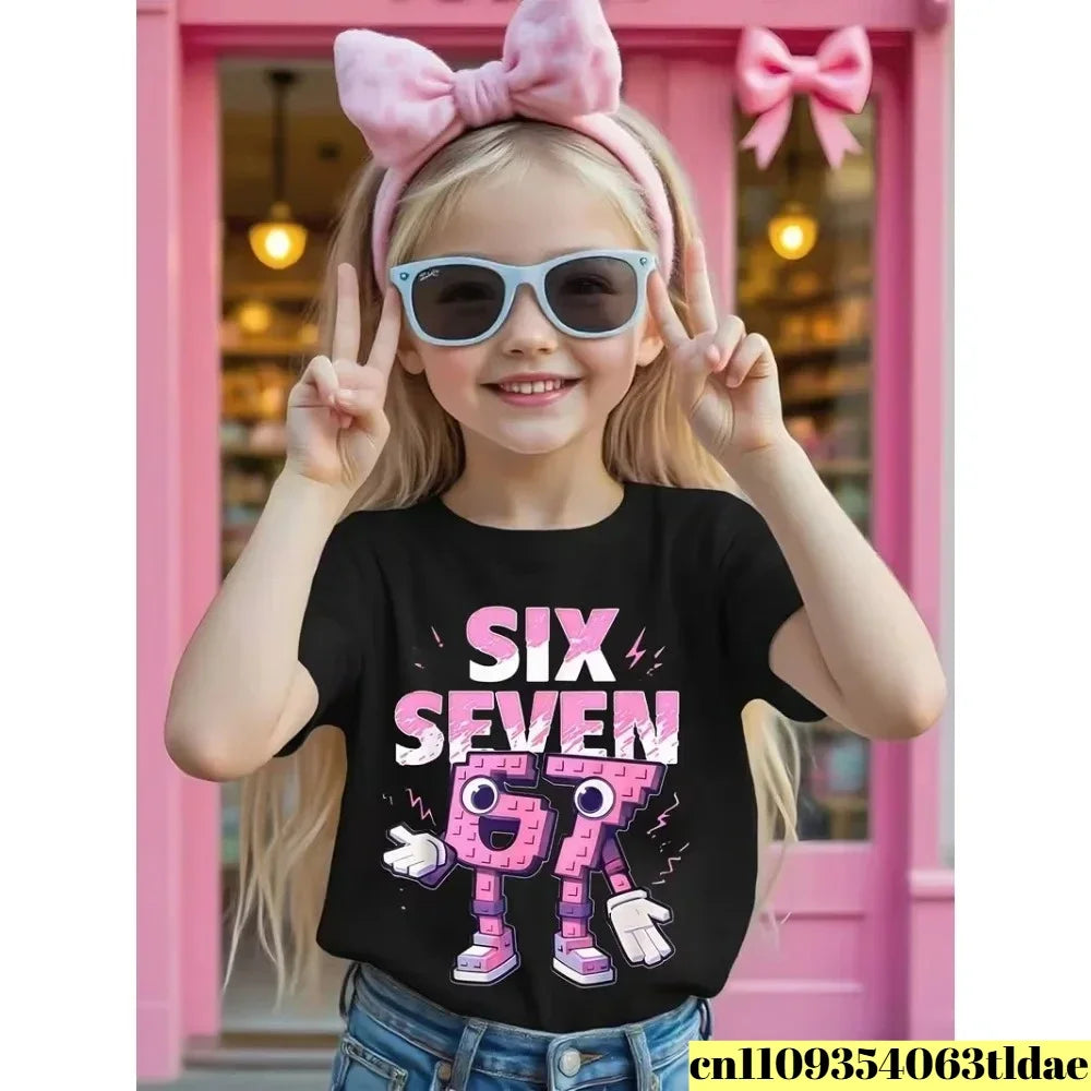 Summer Children's T-shirt Cotton Casual Fashion Kids Clothing 67 Six Seven Cute Print Trendy Boys Girls Short Sleeve Tees Tops