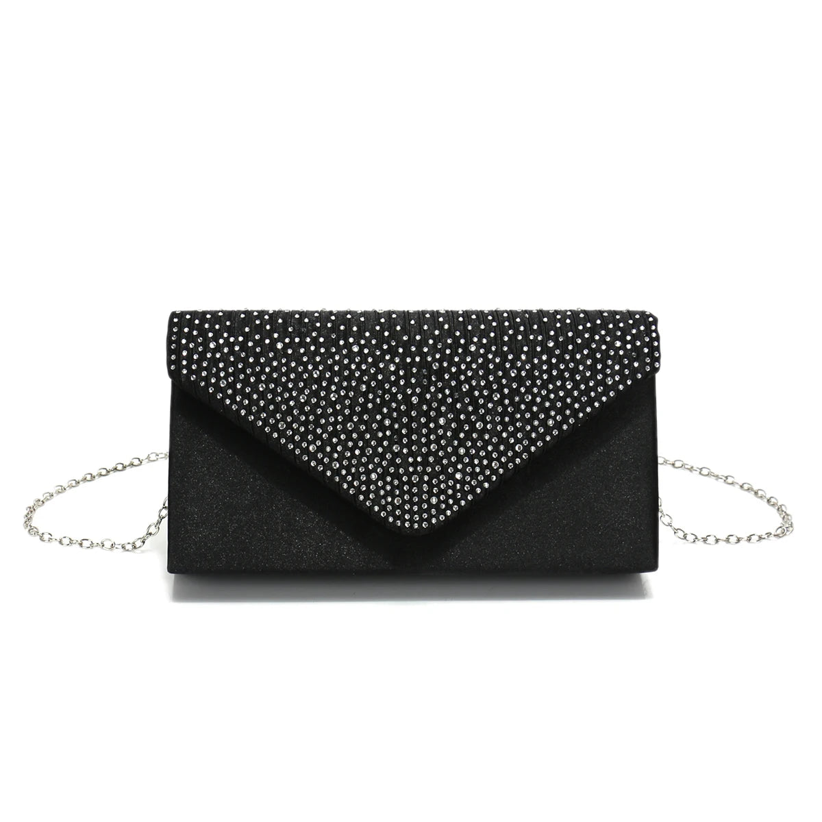 Rhinestones Women Evening Bags Small Envelope Design Handbags Satin Shoulder Chain Handbags Glitter Purple Color Cocktail Purse