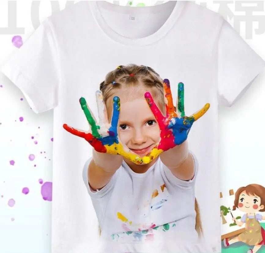 Summer Girls' Casual First Day of School Happy Print T-shirt with Round Neck and Short Sleeve Kids Clothes