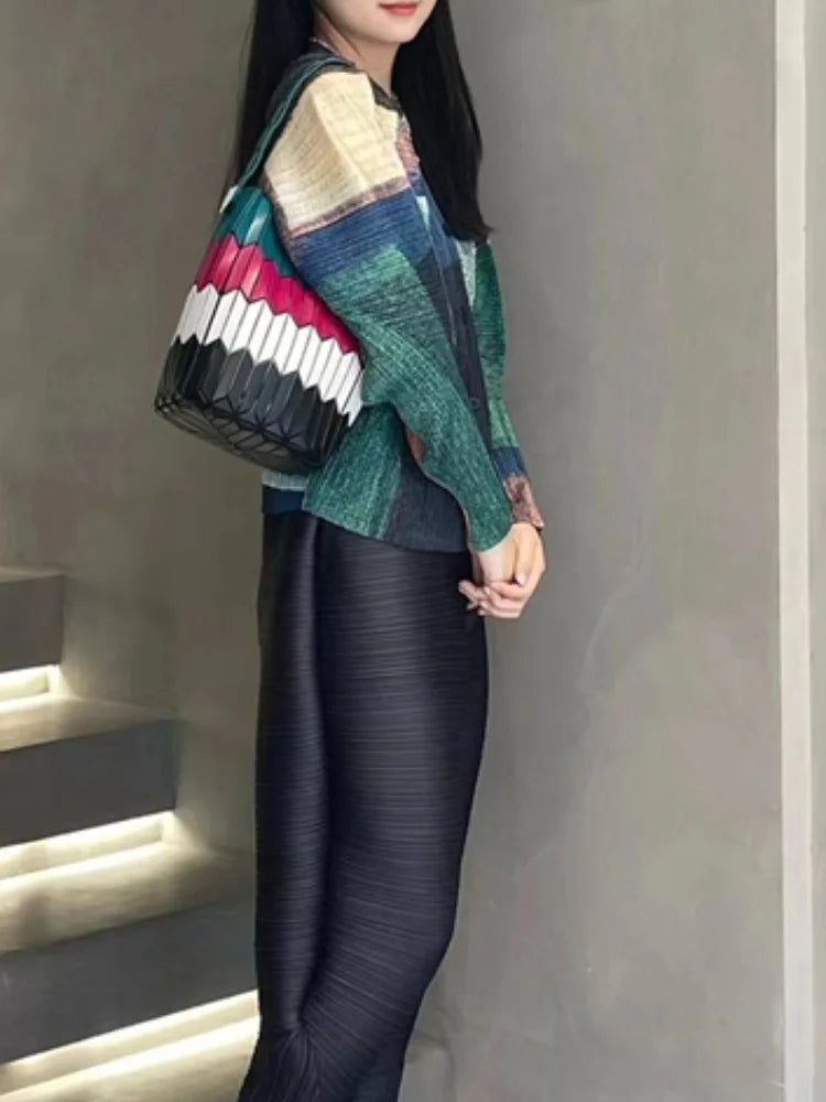 Large Capacity Geometric Diamond Work Bag Handheld Basket Bucket Bag Summer Handbag Women's Single Shoulder Underarm Bag
