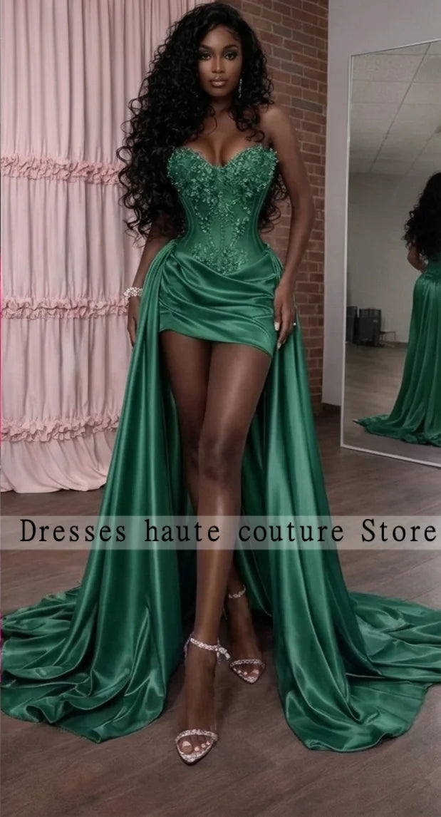 Gorgeous Lavender Purple 3D Floral Prom Dresses Corset Satin Overlay Mermaid Long Train Formal Gala Gown For Women Customized
