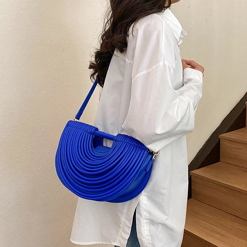Handbags for Women. New Gold Luxury Designer Brand Handwoven Noodle Bags Rope Knotted Pulled Half Moon Silver Evening Clutch