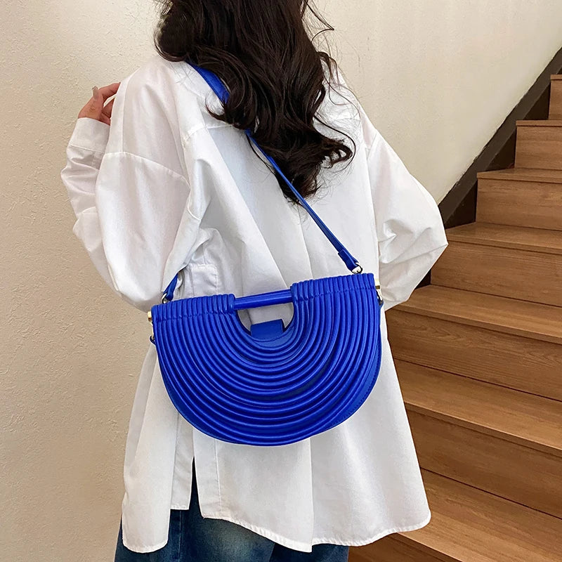 Handbags for Women. New Gold Luxury Designer Brand Handwoven Noodle Bags Rope Knotted Pulled Half Moon Silver Evening Clutch
