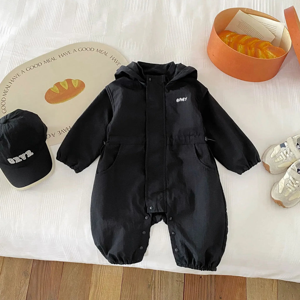 8990 Baby One-piece Clothes Spring New Baby Hooded Frock Boy's Clothes Casual 0-3Year Baby Climbing Clothes