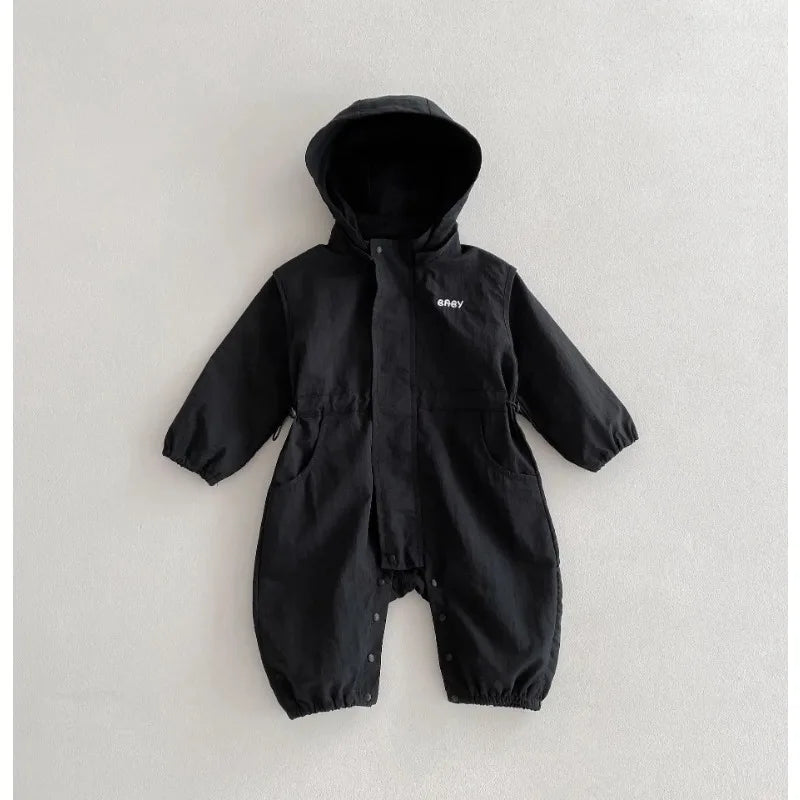 8990 Baby One-piece Clothes Spring New Baby Hooded Frock Boy's Clothes Casual 0-3Year Baby Climbing Clothes