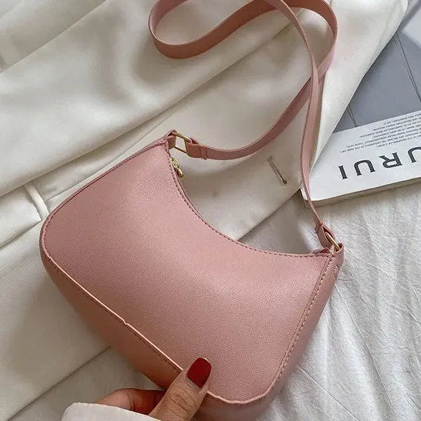 New Women's Fashion Handbags Retro Solid Color PU Leather Shoulder Underarm Bag Casual Women Hobos Handbags
