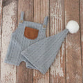 Newborn Baby Photography Clothes Outfits Knitted Infant Boy Girl Photo Shoot Clothing Sets Suspender Pants Hat With Fur Pompom