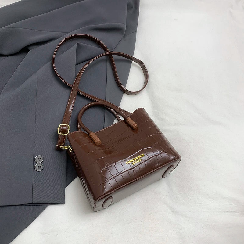 Classic Handbag Women's Bag Black Crocodile Pattern Crossbody Bag Female Pu Leather Commute Bag Top Brand Small Shoulder Bag