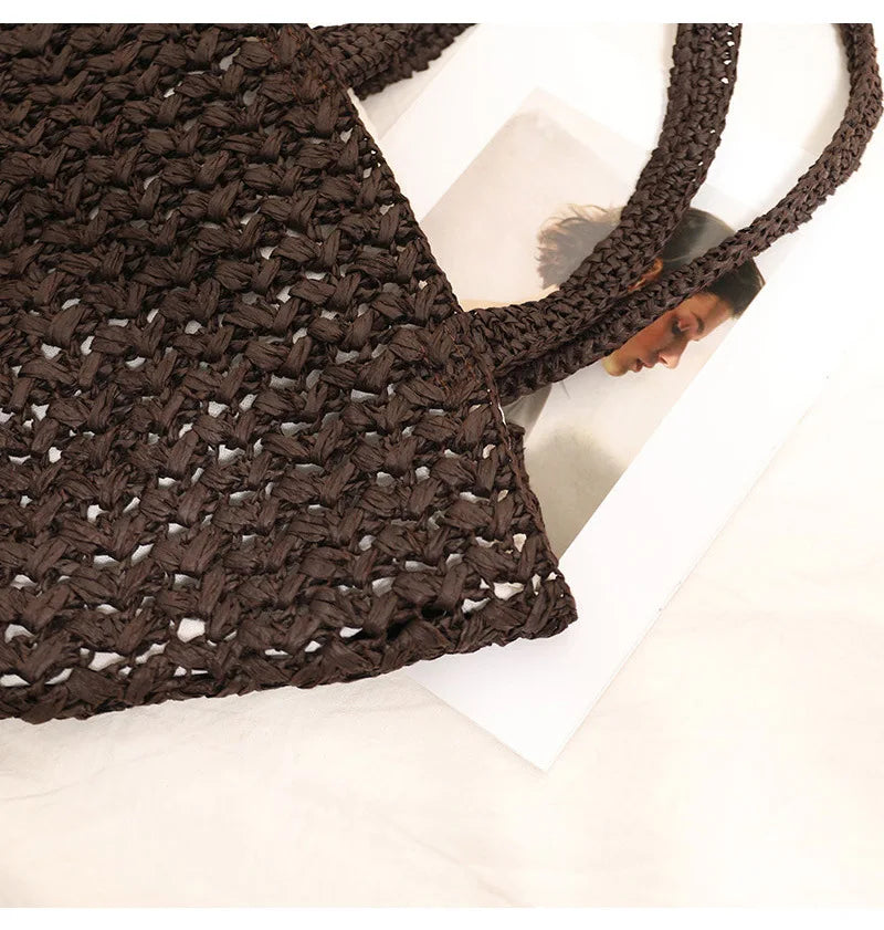 Women's Handbag 2026 New Handmade Weaving Travel Tote Buckets Bag Large Capacity Single Shoulder Underarm Bag