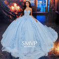 Glamorous Chic Prom Dresses Organza With Embroidery Sequins Quinceanera Dresses Strapless Sleeveless Customized Back Lace Up Bow