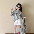 Girls Kids Summer T-Shirt 2026 New Cute Cartoon Print Short Sleeve Tee Casual Loose Fit 100% Cotton Top for Hot Weather