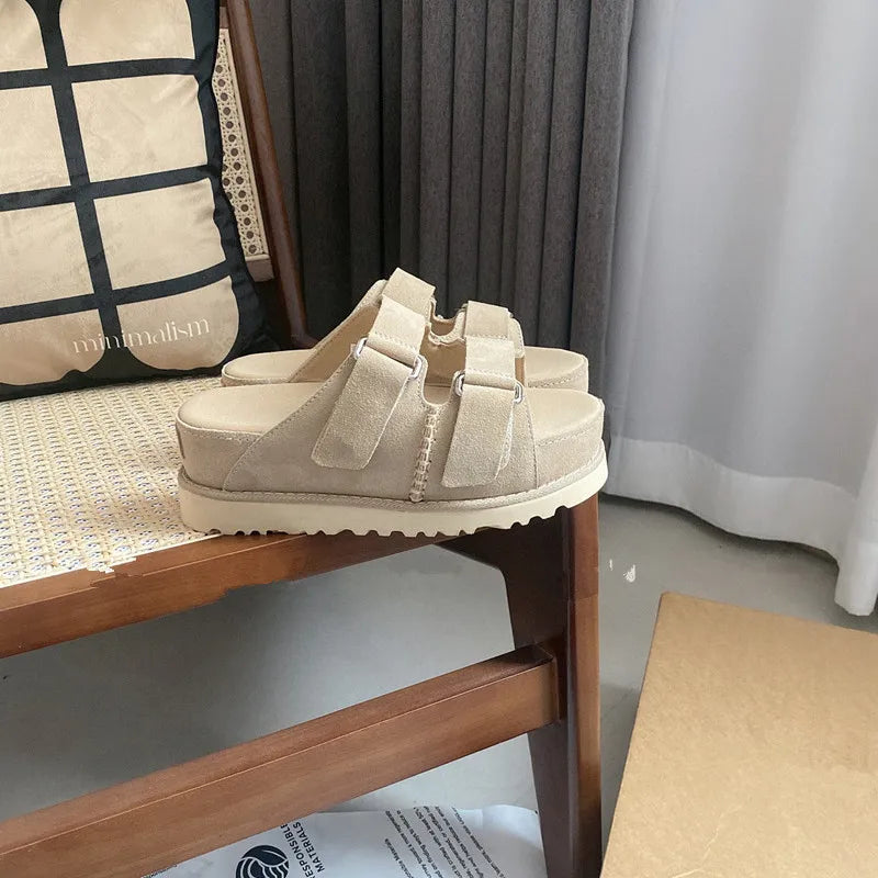 WomenFashion Luxury Genuine Leather Slippers Designed by Zapatos Mujer