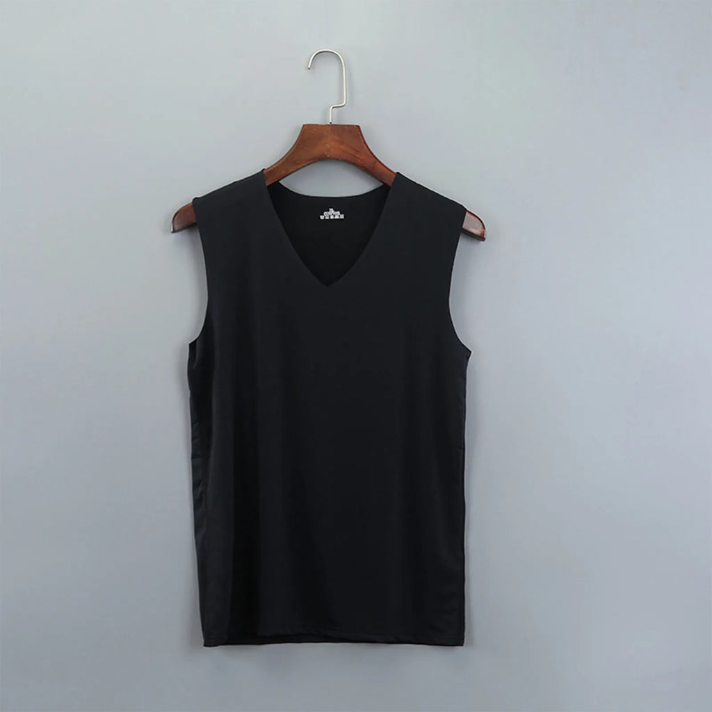 Men'S Top Men'S Summer Multi Color Sleeveless Vest Men'S Summer Ice Silk Traceless Thin Breathable Color V-Neck Sleeveless Top