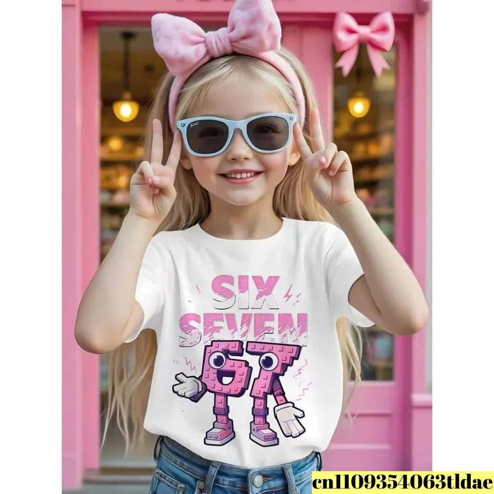 Summer Children's T-shirt Cotton Casual Fashion Kids Clothing 67 Six Seven Cute Print Trendy Boys Girls Short Sleeve Tees Tops