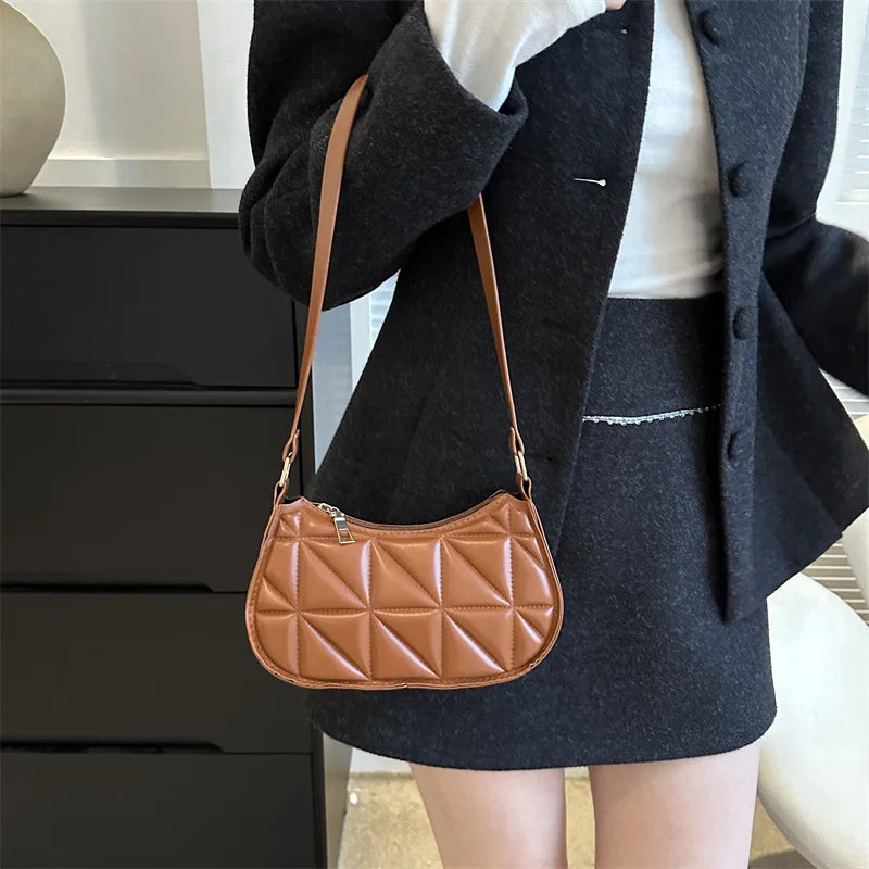 Black PU Leather Shoulder Bag Retro Solid Color Casual Female Hobos Handbags Women's Fashion Handbags Shopper Clutch Purse