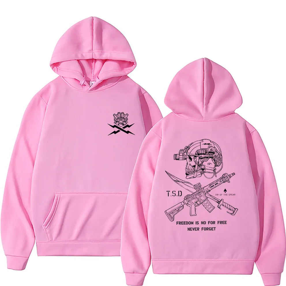 Tip of The Spear X-ray Sparta Tactical Skeleton Print Hoodie Men Women Fashion Oversized Pullover Hoodies Male Casual Tracksuit