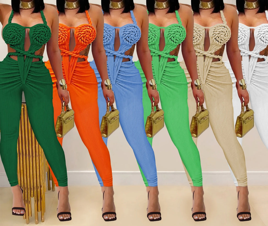 Sexy Bodysuit women's jumpsuits and rompers Rompers Woman Clothes1 Piece Set Playsuit Hang neck backless Female Clothing HXY309