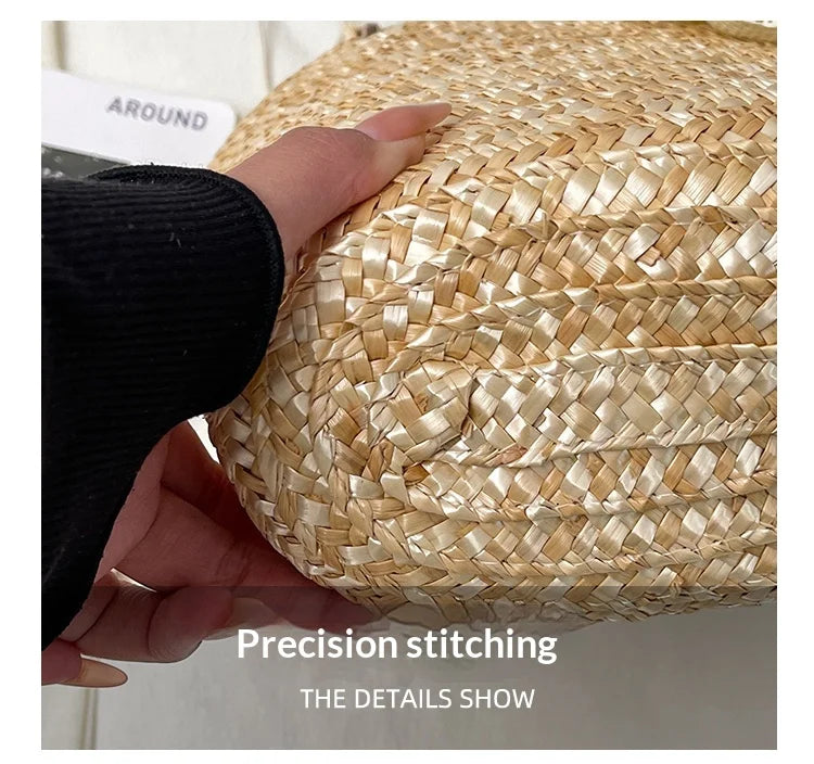 Simple Design Straw Handbags For Women Handmade Telescopic design   Comfortable handbag Summer fashion Pack Bucket Bag
