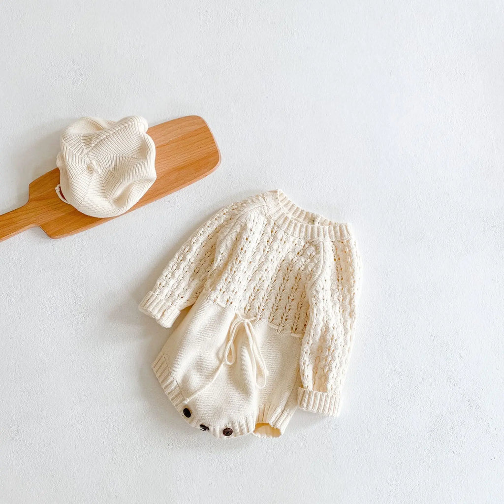 Spring Baby Clothes Girls Romper Autumn Long Sleeve Baby Girl Knit Hollow Out Rompers Baby Jumpsuit Baby Clothes