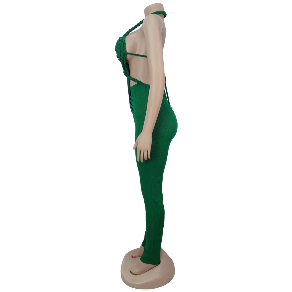 Sexy Bodysuit women's jumpsuits and rompers Rompers Woman Clothes1 Piece Set Playsuit Hang neck backless Female Clothing HXY309