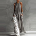 New women’s clothing: sleeveless, loose-fitting, color-blocked, casual, off-the-shoulder dress.