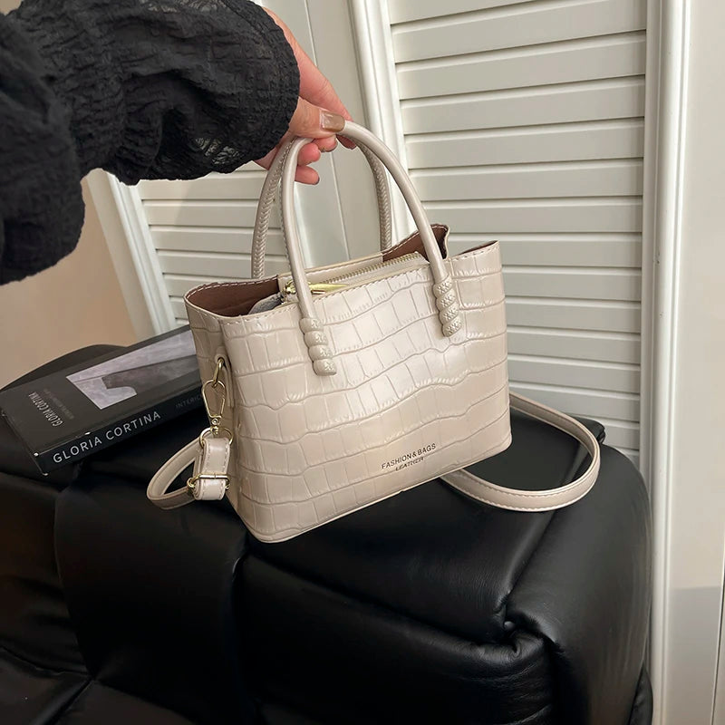 Classic Handbag Women's Bag Black Crocodile Pattern Crossbody Bag Female Pu Leather Commute Bag Top Brand Small Shoulder Bag