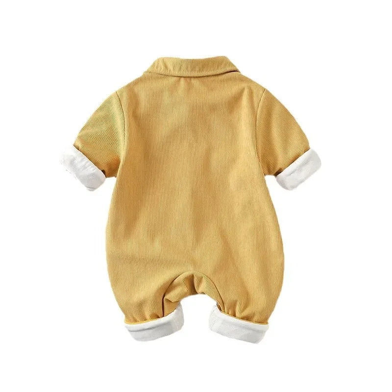 Baby Clothes Newborn Rompers  Autumn Infant Boys Casual Double Layer Jumpsuit Toddler Girls Cartoon Bear Corduroy Romper