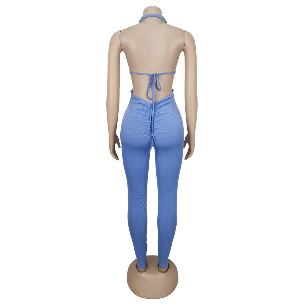 Sexy Bodysuit women's jumpsuits and rompers Rompers Woman Clothes1 Piece Set Playsuit Hang neck backless Female Clothing HXY309