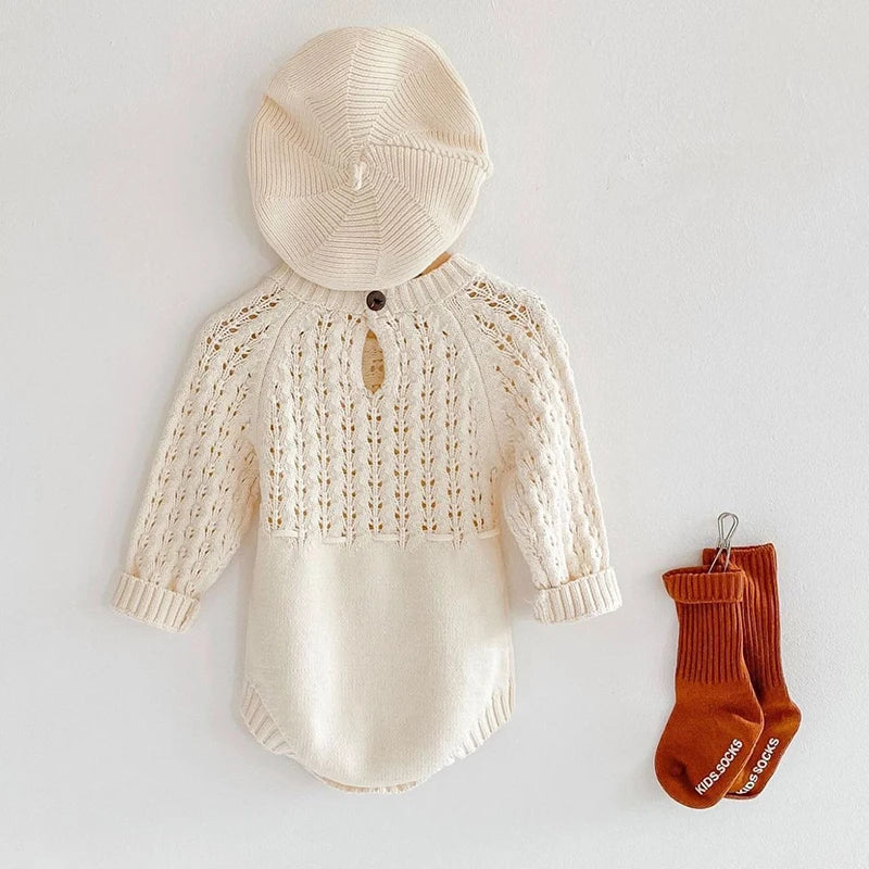 Spring Baby Clothes Girls Romper Autumn Long Sleeve Baby Girl Knit Hollow Out Rompers Baby Jumpsuit Baby Clothes