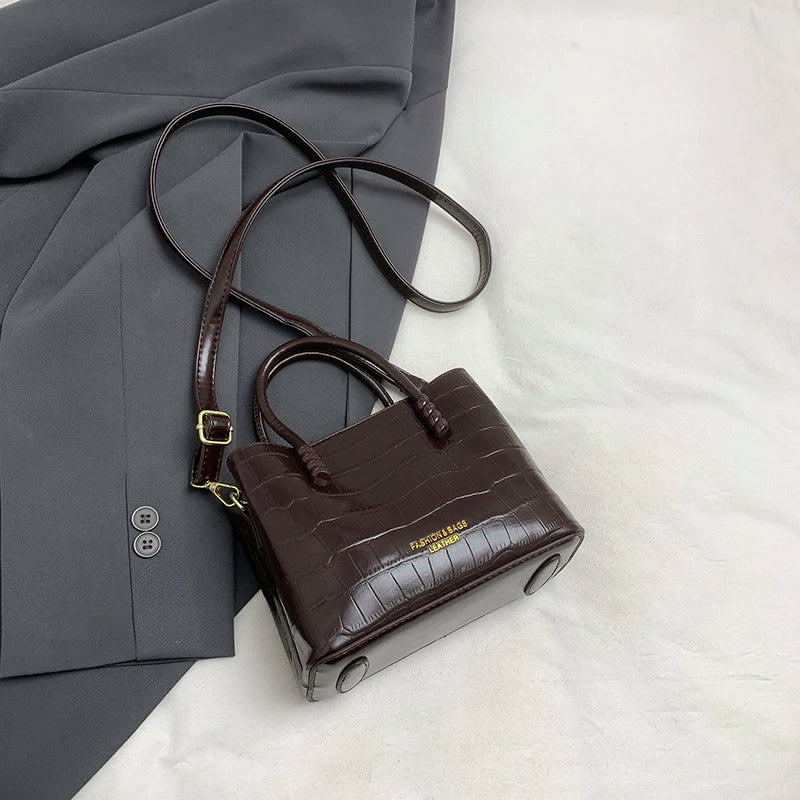 Classic Handbag Women's Bag Black Crocodile Pattern Crossbody Bag Female Pu Leather Commute Bag Top Brand Small Shoulder Bag