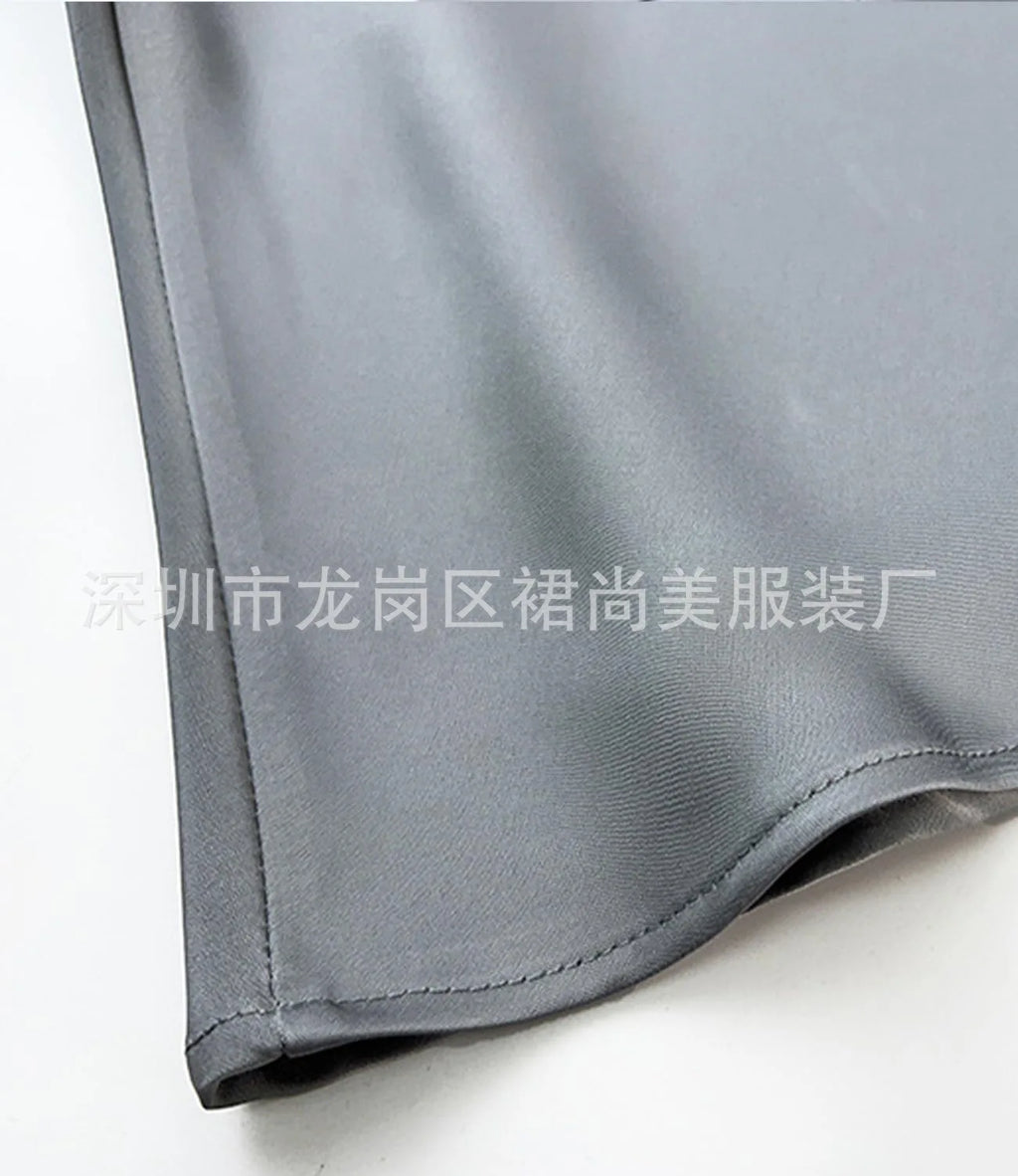 Elegant Faux Silk Satin Skirts for Women High Waist A-line Office Lady  Solid Color Glossy Finish Fishtail Skirt