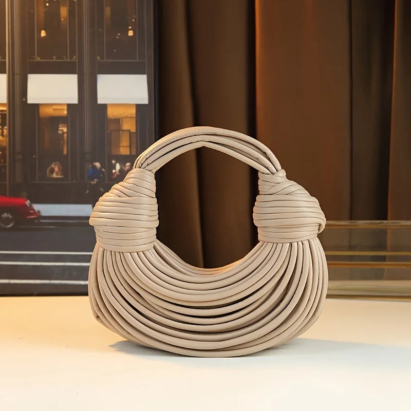 Handbags for Women 2025 New Gold Luxury Designer Brand Handwoven Noodle Bags Rope Knotted Pulled Hobo Silver Evening Clutch Chic