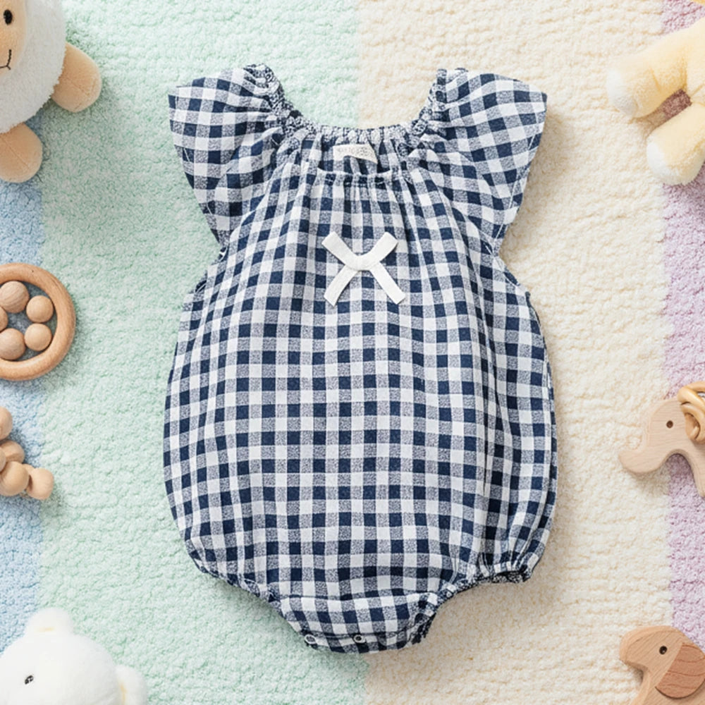 Newborn Fashion Clothes Plaid Baby Girl Summer Bodysuit Cute Infants Girls Clothing