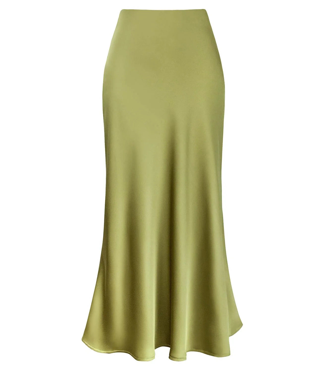 Elegant Faux Silk Satin Skirts for Women High Waist A-line Office Lady  Solid Color Glossy Finish Fishtail Skirt