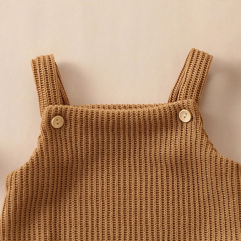 Baby Spring Autumn Clothes Set Knitted Romper Triangle Crotch Button One-Piece Jumpsuit SlingToddler Baby Boys Girls 0-3Y