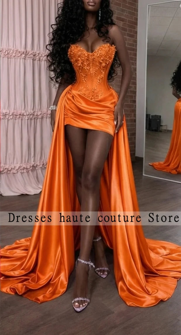 Gorgeous Lavender Purple 3D Floral Prom Dresses Corset Satin Overlay Mermaid Long Train Formal Gala Gown For Women Customized