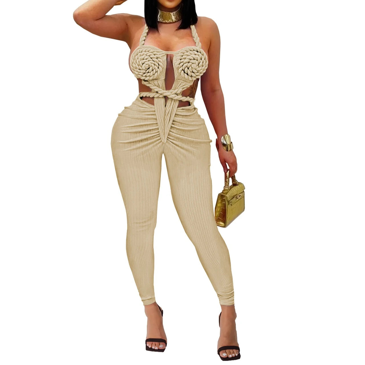 Sexy Bodysuit women's jumpsuits and rompers Rompers Woman Clothes1 Piece Set Playsuit Hang neck backless Female Clothing HXY309