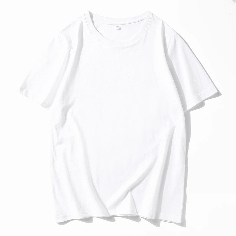 Men's Solid Color Round Neck Cotton Short Sleeved T-shirt Summer Comfortable Top
