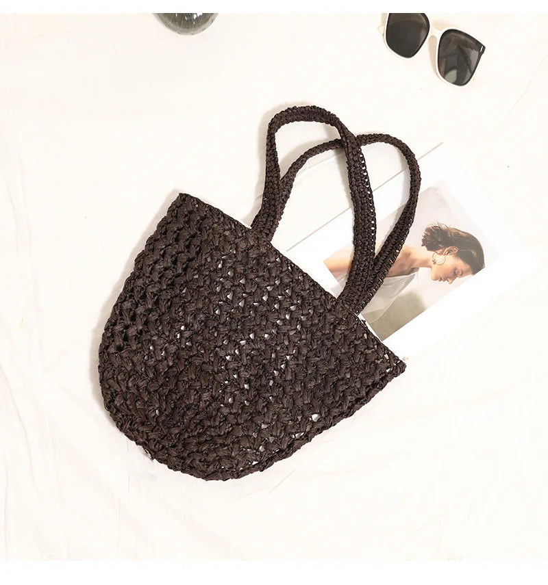 Women's Handbag 2026 New Handmade Weaving Travel Tote Buckets Bag Large Capacity Single Shoulder Underarm Bag