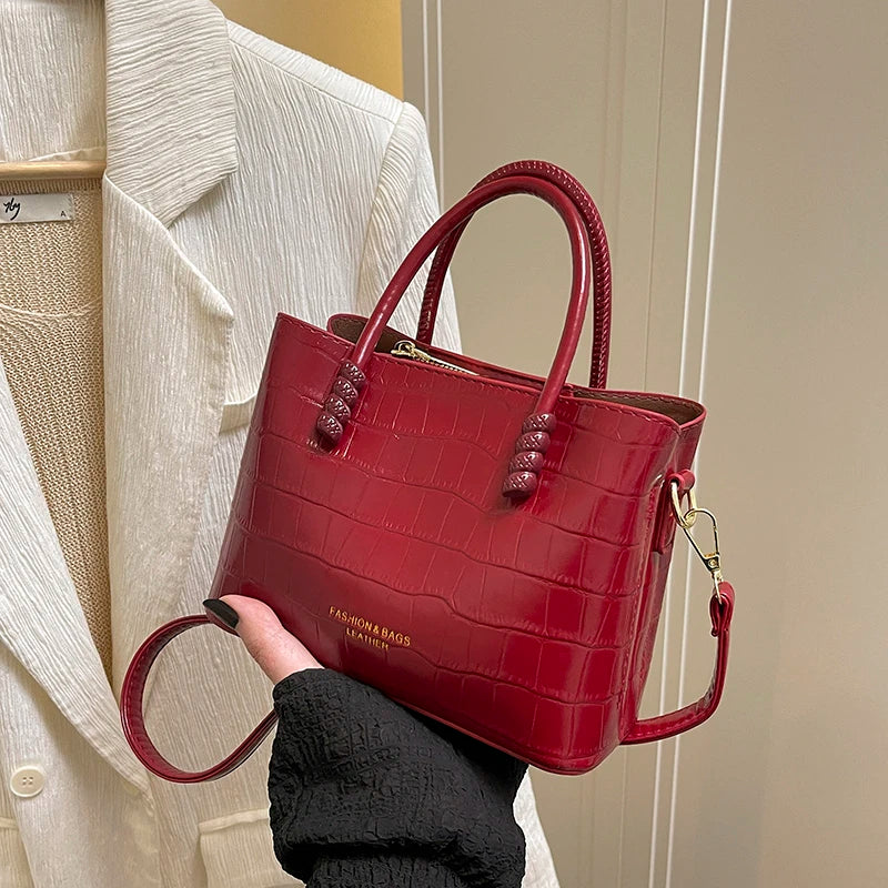 Classic Handbag Women's Bag Black Crocodile Pattern Crossbody Bag Female Pu Leather Commute Bag Top Brand Small Shoulder Bag