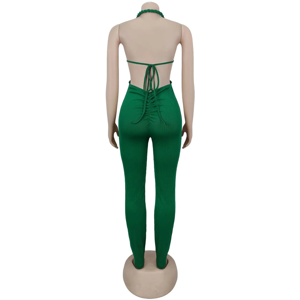 Sexy Bodysuit women's jumpsuits and rompers Rompers Woman Clothes1 Piece Set Playsuit Hang neck backless Female Clothing HXY309